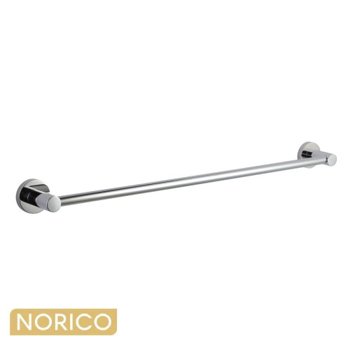 Norico Pentro Chrome Round Single Bar Towel Rail, 304 Stainless Steel Wall Mounted Bathroom Rack, Australia Standard.