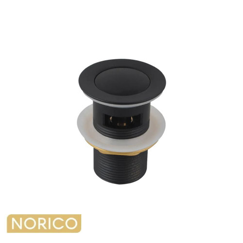 Norico Matte Black Solid Brass 32/40mm Basin Pop Up Waste with Overflow for Modern Australian Bathrooms