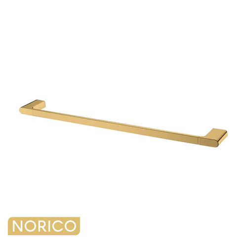 Norico Bellino Brushed Yellow Gold 800mm Single Towel Rail, Wall Mounted Zinc Alloy Bathroom Accessory for Australian Home Renovations