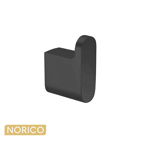 Norico Bellino Matte Black Round Robe Hook - Wall Mounted Zinc Alloy Bathroom Accessory Australia