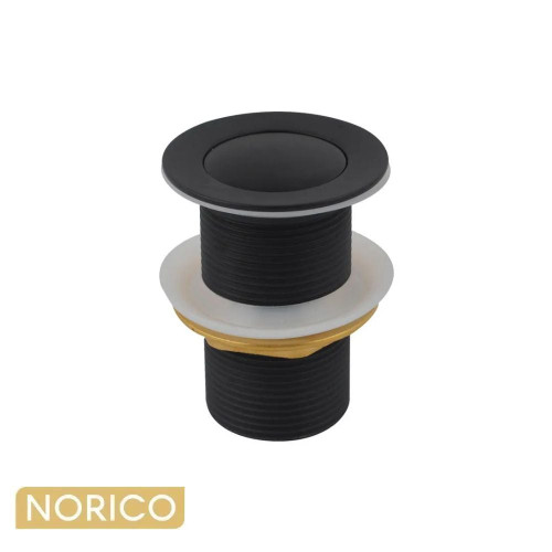 Norico Matte Black Solid Brass Basin Pop-Up Waste with No Overflow for Modern Australian Bathrooms
