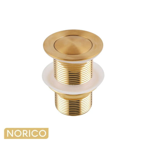 Norico 32/40mm Solid Brass Basin Pop Up Waste with No Overflow in Brushed Yellow Gold for Modern Australian Bathrooms