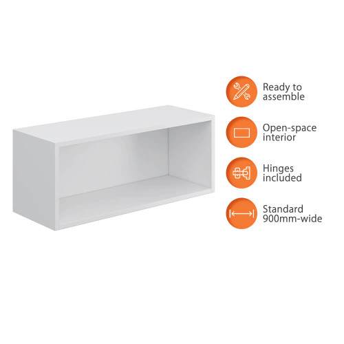 Flat Pack Kitchen Slimline Wall Cabinet - 900mm - 16mm Thick - White