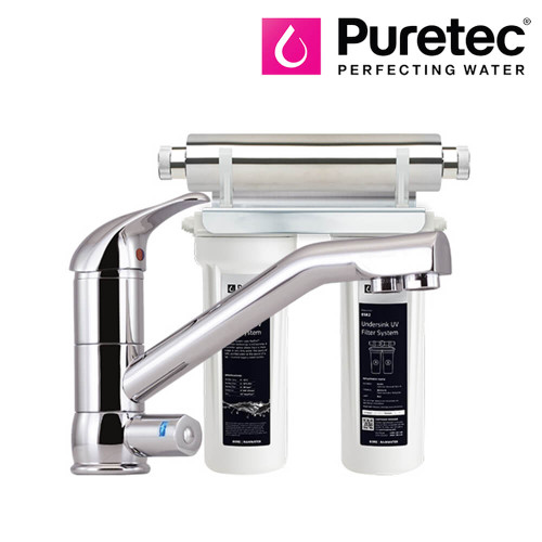 Puretec ESR2 Tripla T2 Three-Way Kitchen Mixer Tap with Under Sink UV Water Filter System for Rainwater in Australia