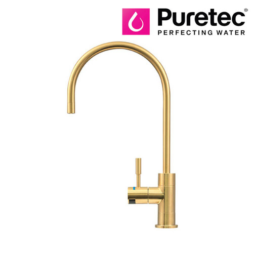 Puretec DFU285 Brushed Gold High Loop Kitchen Filter Tap for elegant and purified drinking water in Australian homes.