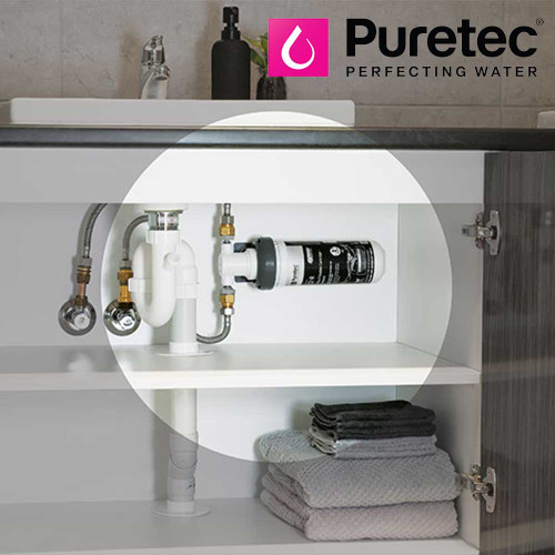 Puretec PureMix Z2 Bathroom Under Sink Water Filter System Compact High Flow 1 Micron Filtration for Australian Homes