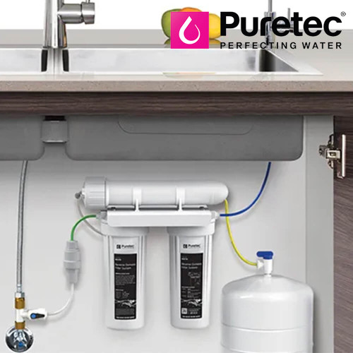 Puretec RO270 Undersink Reverse Osmosis Water Filter System with 7L Storage Tank and Chrome Faucet for Fluoride and PFAS Removal in Australia.
