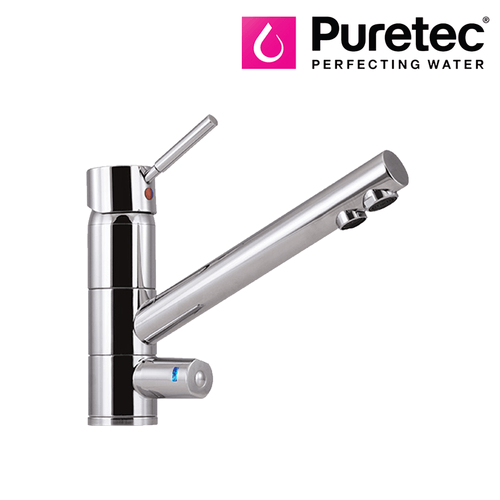 Puretec Tripla T1 Triple Action Kitchen Mixer Tap in Polished Chrome with Single Lever Handle for Hot Cold and Filtered Water in Australia