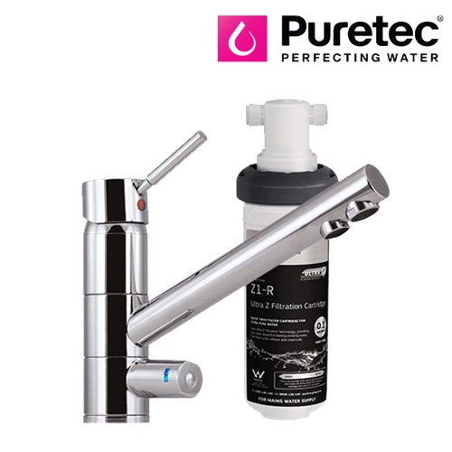 Puretec Z1-T1 Quick Twist Undersink Water Filter with Tripla T1 LED Mixer Tap for Clean Drinking Water in Australian Kitchens