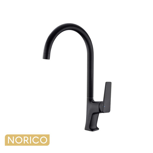 Norico Cavallo Matte Black Square Kitchen Mixer Tap with 360 Degree Swivel Spout for Australian Kitchen Renovations