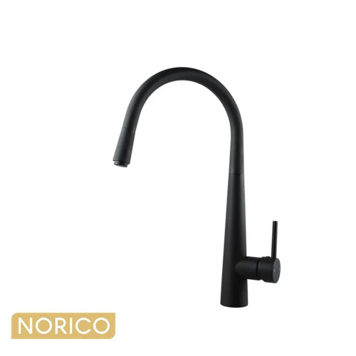 Norico Pentro Matte Black Kitchen Mixer Tap with 360 Swivel Spout for Australian Kitchens