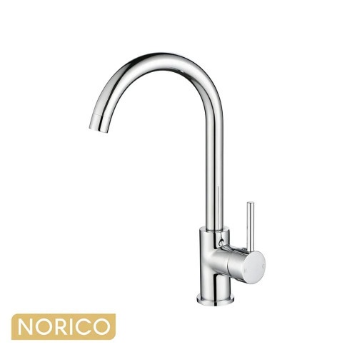 Norico Pentro Chrome Gooseneck Kitchen Mixer Tap with 360 Degree Swivel Spout for Australian Kitchens