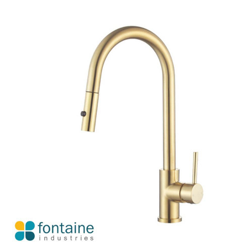 Rosa Brushed Gold Kitchen Mixer Tap with Pull Out Nozzle - Australian Design Kitchen Sink Faucet