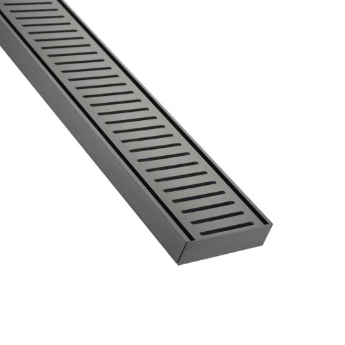 Lauxes NeXT Generation NXT26 Gunmetal Grey Aluminium Linear Shower Grate for Modern Bathroom Drainage in Australia