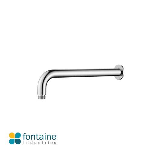 Sleek Rosa wall-mounted round tube shower arm in polished chrome finish, 400mm extension for modern Australian bathrooms.