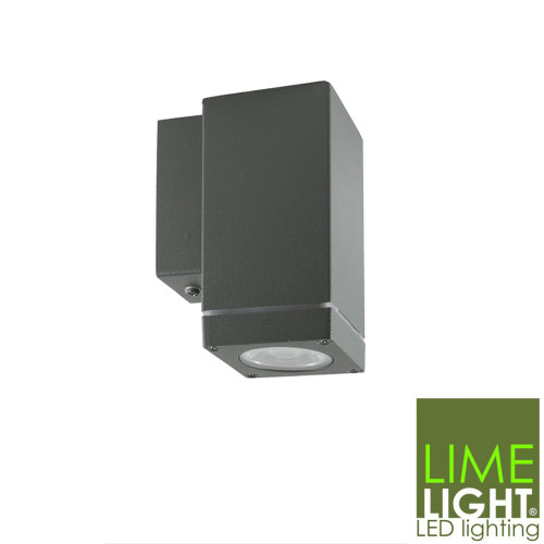 Bronte wall-mounted square up and down outdoor light in dark grey finish, available at Renovator Store Australia.