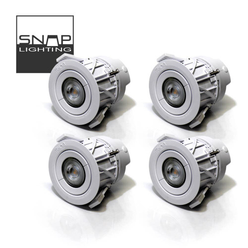 Snap Lighting Australian Made GU10 LED Downlight Kit with Universal Socket 4 Pack White Minimalist Recessed Ceiling Lights for Australian Homes