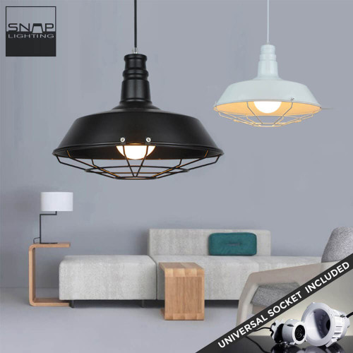 Snap Lighting Reginald White 360mm Cage Dome Pendant Light in Australia - Modern Minimalist Indoor Lighting for Kitchen and Living Spaces.