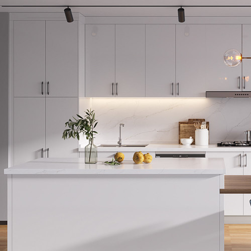 Modern Matte White Flatpack Cabinet Door in Slab Profile for DIY Kitchen and Laundry Renovations Australia
