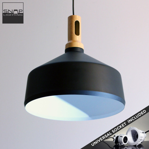 Snap Lighting Magnus Black and White Dome Pendant Light, modern industrial style ceiling light for Australian homes.
