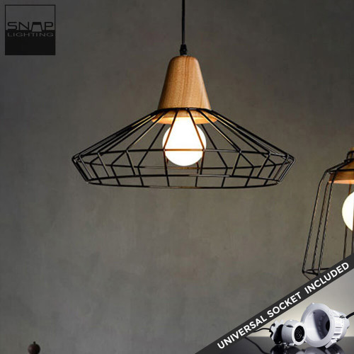 Snap Lighting Joren Black Cage Dome Pendant Light with Universal Socket for modern Australian indoor spaces