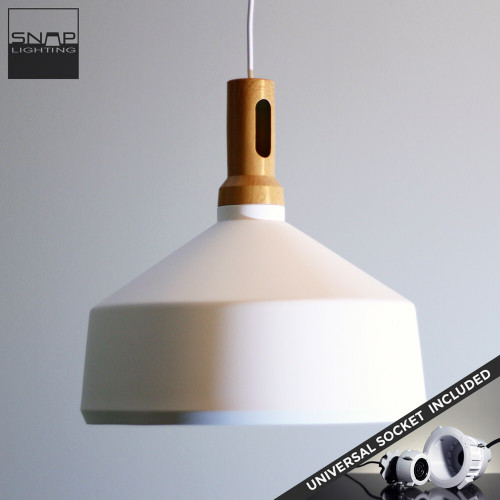 Snap Lighting Magnus White Dome Pendant Light with DIY Universal Socket for modern kitchen and dining interiors in Australia.