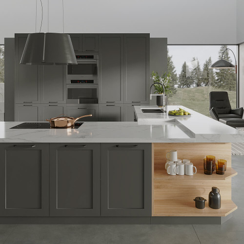 Modern Shaker Style Kitchen Cabinetry in Grey Ash Wood Grain Finish for Australian Home Renovations
