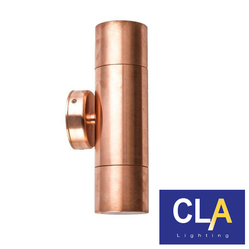 Outdoor Wall Mounted Up and Down Light - Polished Copper Cylinder Garden Sconce - Australia Exterior Lighting