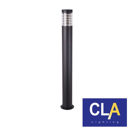 Modern matte black Elanora 1000mm outdoor bollard light with E27 lamp holder and 304 stainless steel housing for Australian garden pathways.