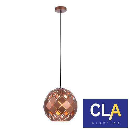 Large Tuile Coffee Interior Pendant Light with Embossed Tiled Iron Wine Glass Shade for Australian Homes