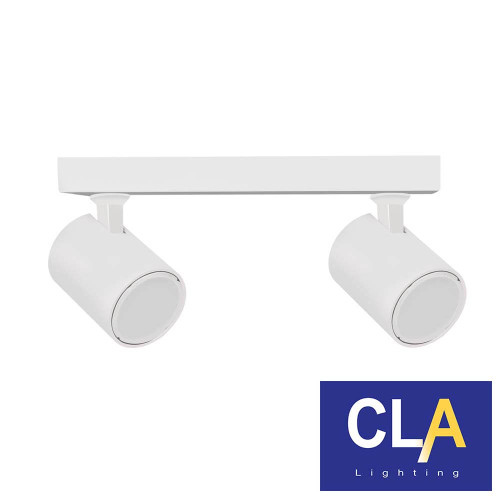 CLA Lighting SPOT Interior GU10 Matte White Surface Mounted 2 Light Bar Adjustable Spotlight for Modern Australian Homes
