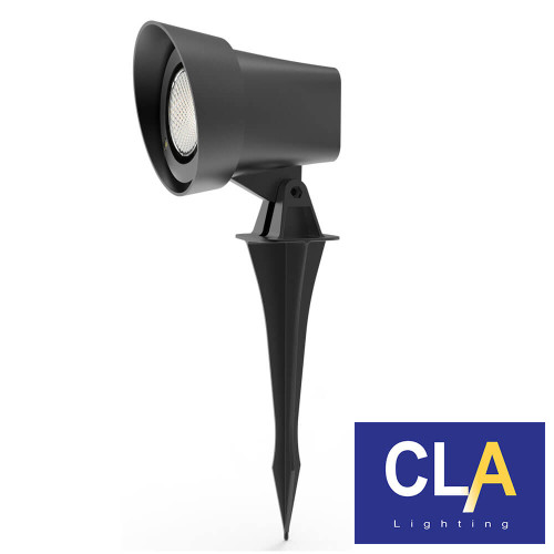 Kolec Dark Grey Outdoor Garden LED Spike Light with Hood and 3000K Warm White Light for Australian Landscapes