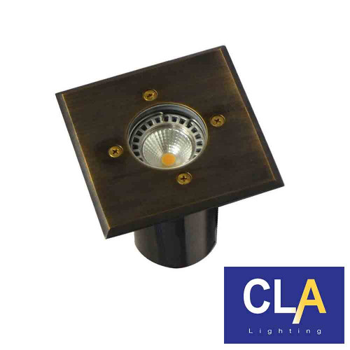 Antique Brass Square Outdoor Recessed Inground Light IP67 Rated MR16 Base for Garden and Pathway Lighting Australia