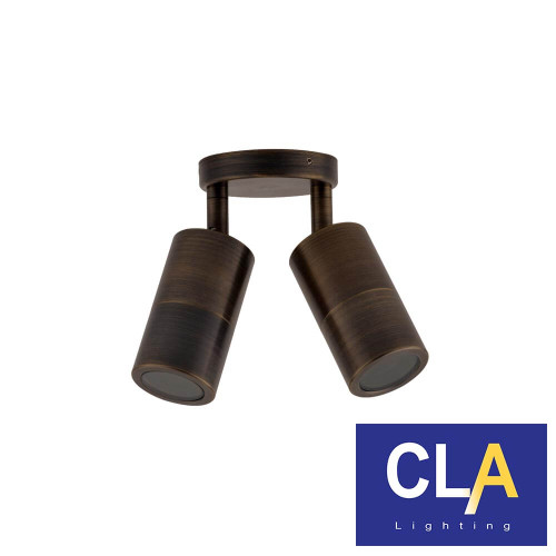 Antique Brass CLA Lighting Outdoor Adjustable Round 2-Heads GU10 Spotlight for Australian Home Exteriors