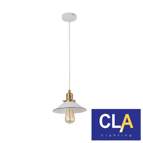 Cerema White Coolie Small Pendant Light with Antique Brass Lampholder for Modern Australian Interiors