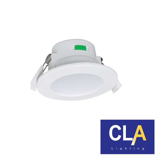 CLA Lighting 8W LED Tri-Colour Downlight with White Round Changeable Clip Faceplate and Dimmable Driver for Australian Interiors