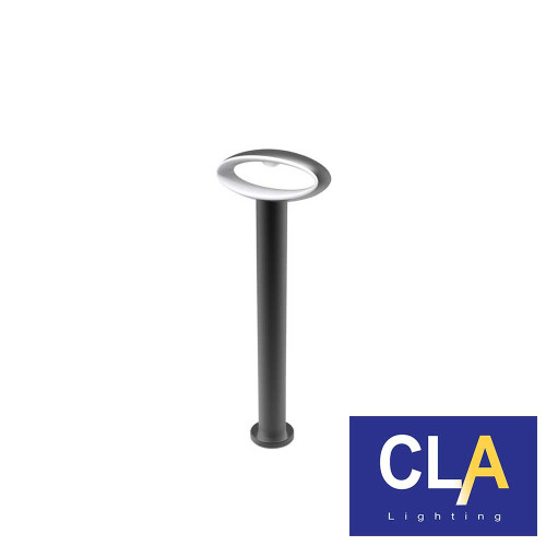 Horus 9W LED Oval Matte Black Bollard Light with 3000K Warm White Light for Australian Outdoor Pathways and Landscapes