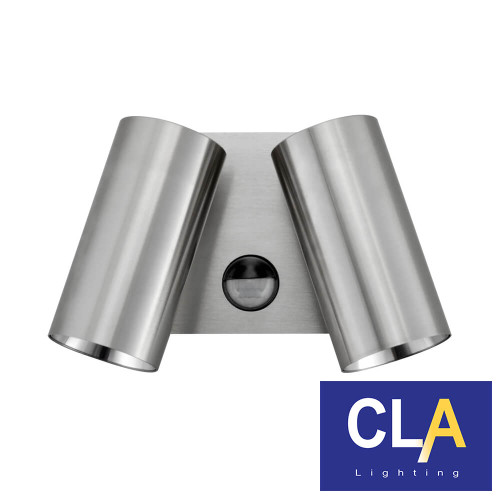 Titanium Double Adjustable LED Pillar Security Wall Light with PIR Motion Sensor and Tri-CCT for Australian Homes