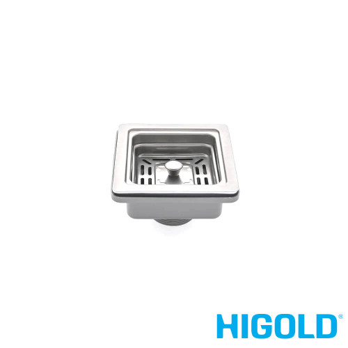 Higold 114mm Stainless Steel Square Sink Strainer and Waste Plug for Modern Kitchen Sinks Australia