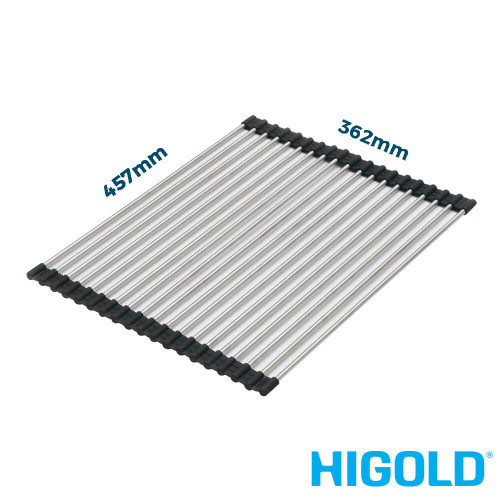 Higold Stainless Steel Rollable Drainer Tray with Round Bars for Kitchen Sinks in Australia.