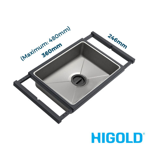 Higold Expandable Stainless Steel Colander for Kitchen Sinks - 480mm Max Length - Australian Home Renovations