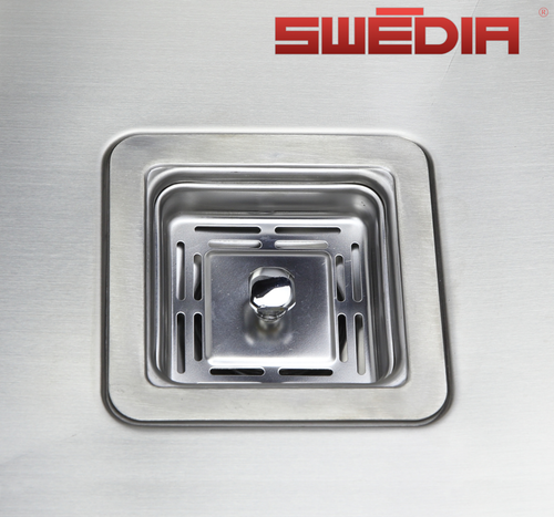 Removable stainless steel square kitchen sink basket waste with strainer and plug for modern Australian homes.