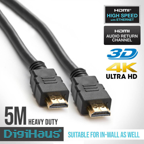 High Speed 5m HDMI Cable with Ethernet for 4K Ultra HD Home Theatre and Gaming, Australia-wide Delivery.