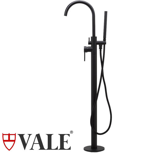 Vale Multi-Function Floor Mounted Bath Spout in Matte Black, Modern Bathroom Tapware Australia