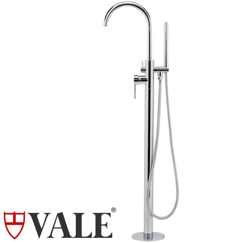 Vale Symphony Floor Standing Bath Spout with Mixer and Hand Shower in Polished Chrome for luxury bathrooms in Australia