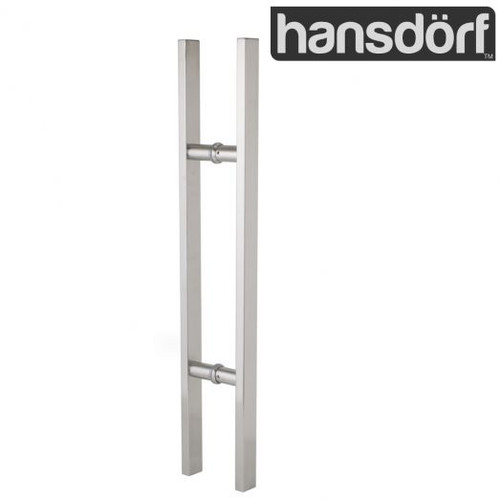 Modern square 600mm stainless steel entrance door pull handle set for residential and commercial entry doors in Australia.