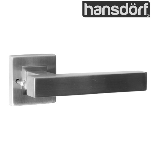 HANSDORF Kudos Brushed Solid Stainless Steel Door Lever Handle Kit with Square Rose for Contemporary Australian Homes