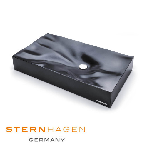 Modern Glossy Black Quartz Above Counter Bathroom Basin - Designer Vessel Sink for Luxury Renovations in Australia.