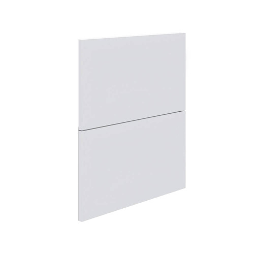 Modern Satin White 2-Drawer Flat Pack Kitchen Cabinet Fronts - Sleek 18mm Slab Profile DIY Replacement Drawer Doors for Australian Home Renovations.