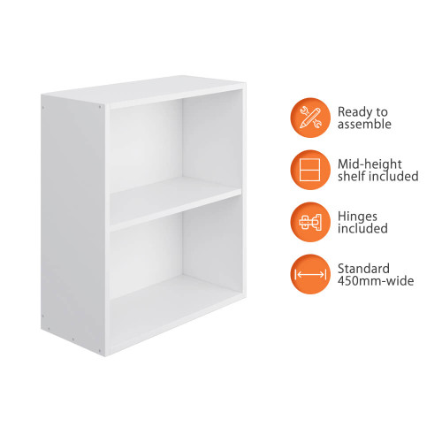 Flat Pack Kitchen Wall Cabinet - 450mm - 16mm Thick - White